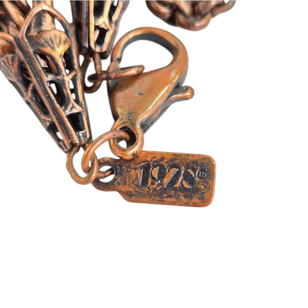 1928 Jewelery Co Copper Rinestone Picture Locket Necklace Victorian NWOT Vintage